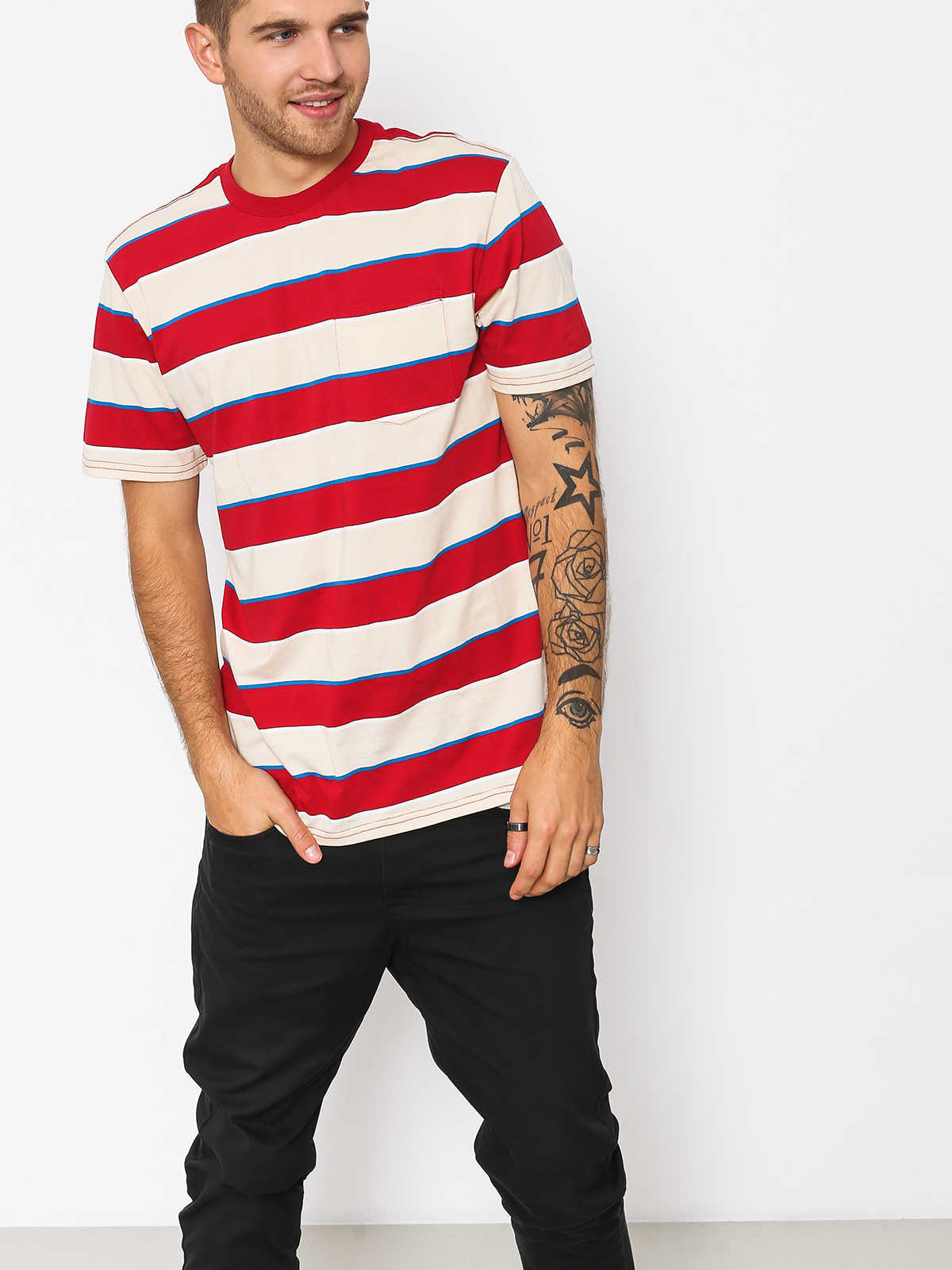 T-shirt Brixton Hilt Wshd Pkt (tan/red)