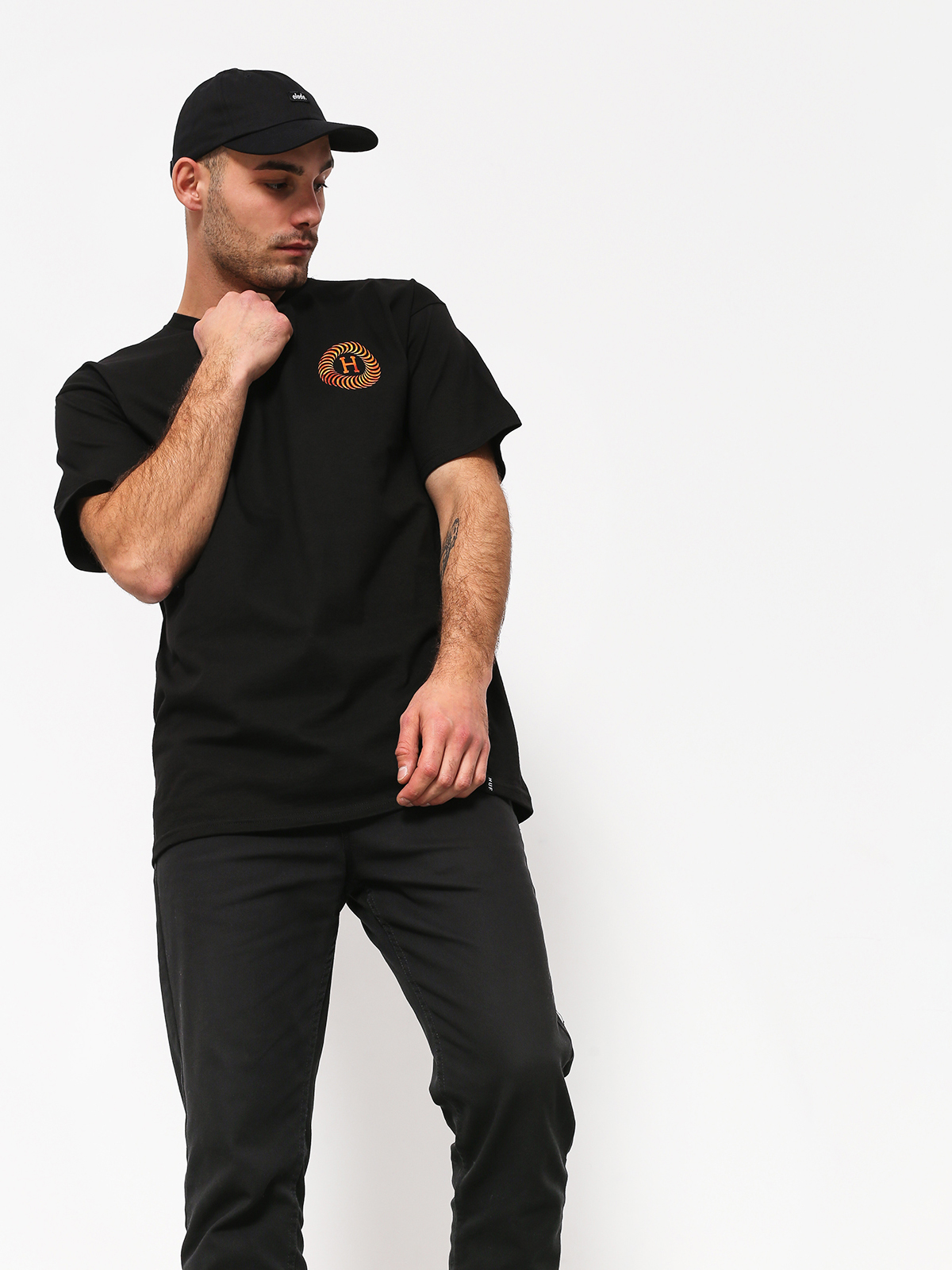 T-shirt HUF Spitfire Fire Swirl (black)