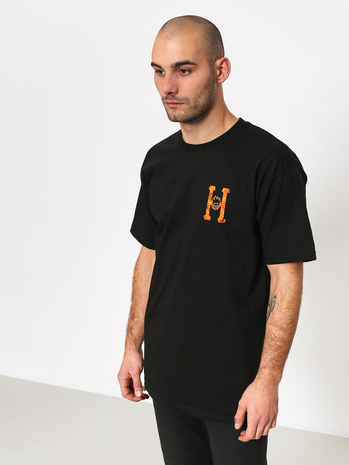 T-shirt HUF Spitfire Flaming H (black)