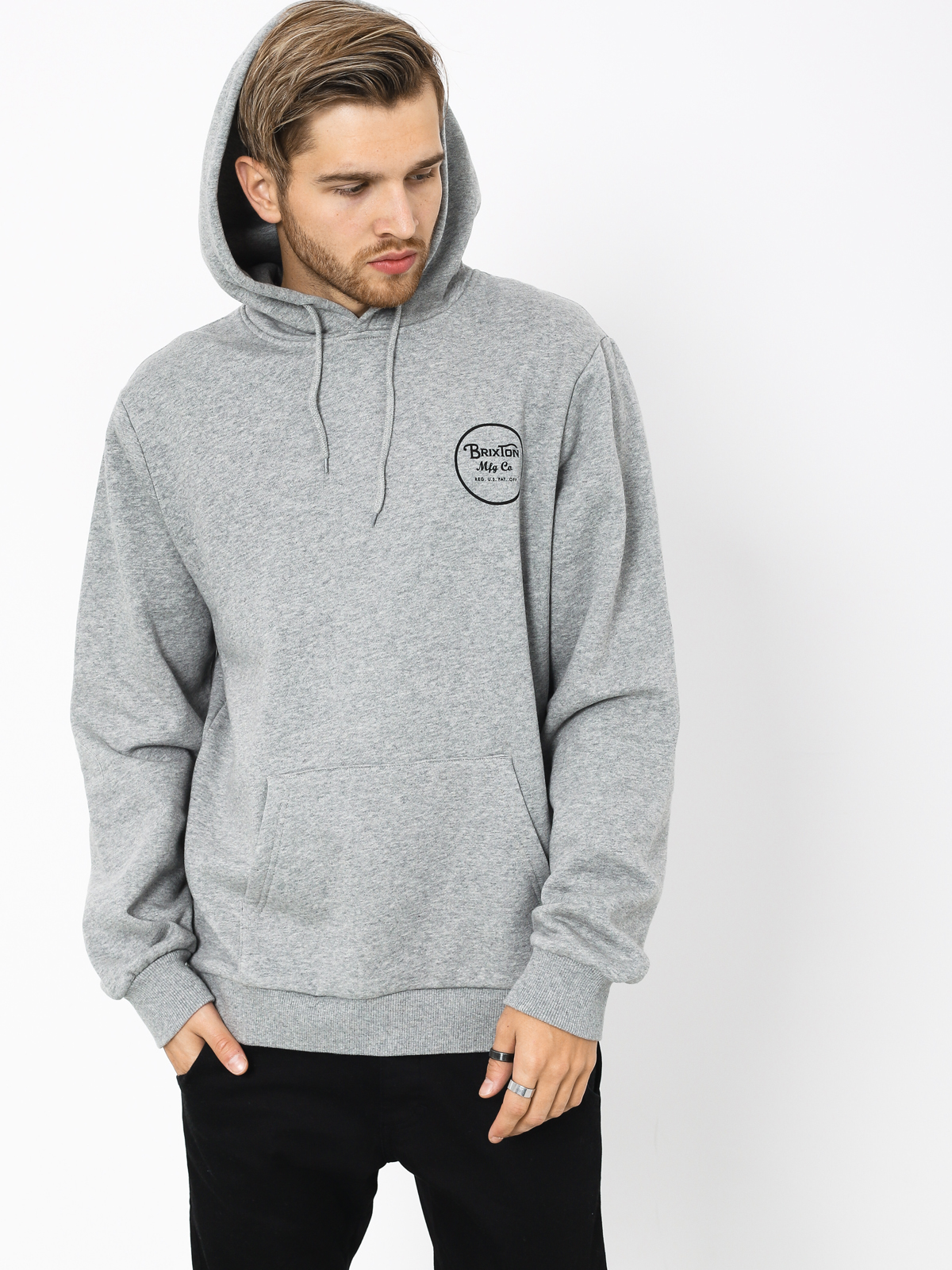 Bluza z kapturem Brixton Wheeler Intl HD (heather grey/black)