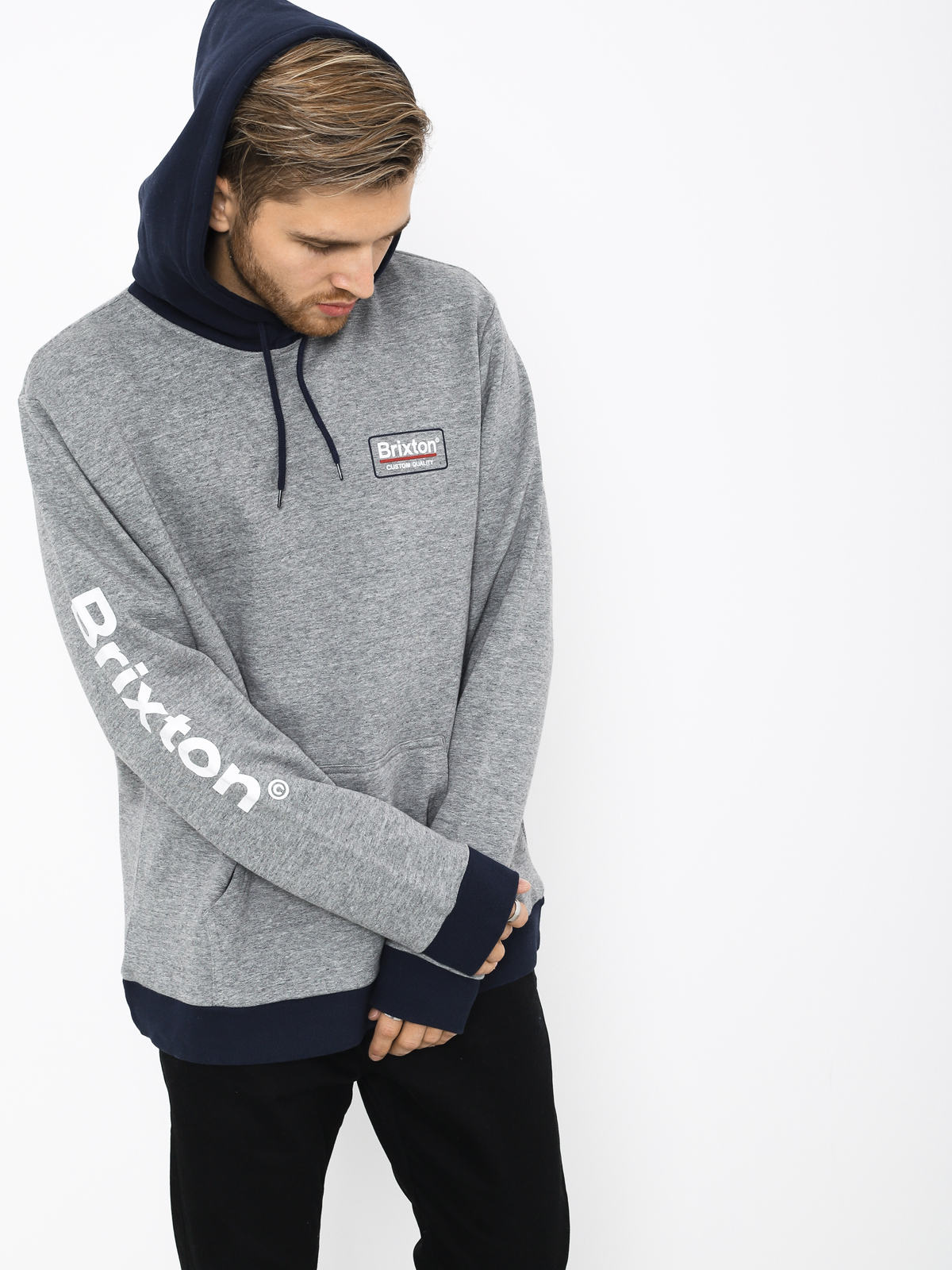 Bluza z kapturem Brixton Palmer II Intl HD (heather grey/navy)