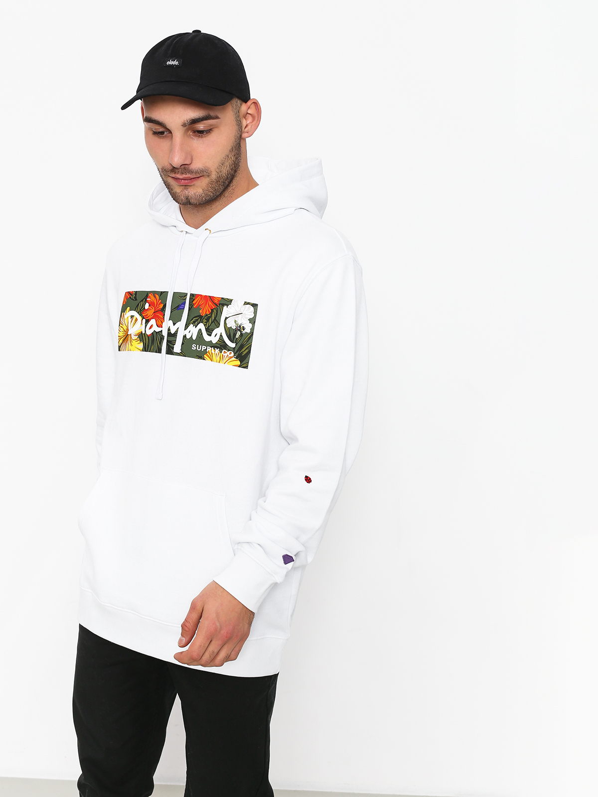 Bluza z kapturem Diamond Supply Co. Aloha Floral Box Logo HD (white)