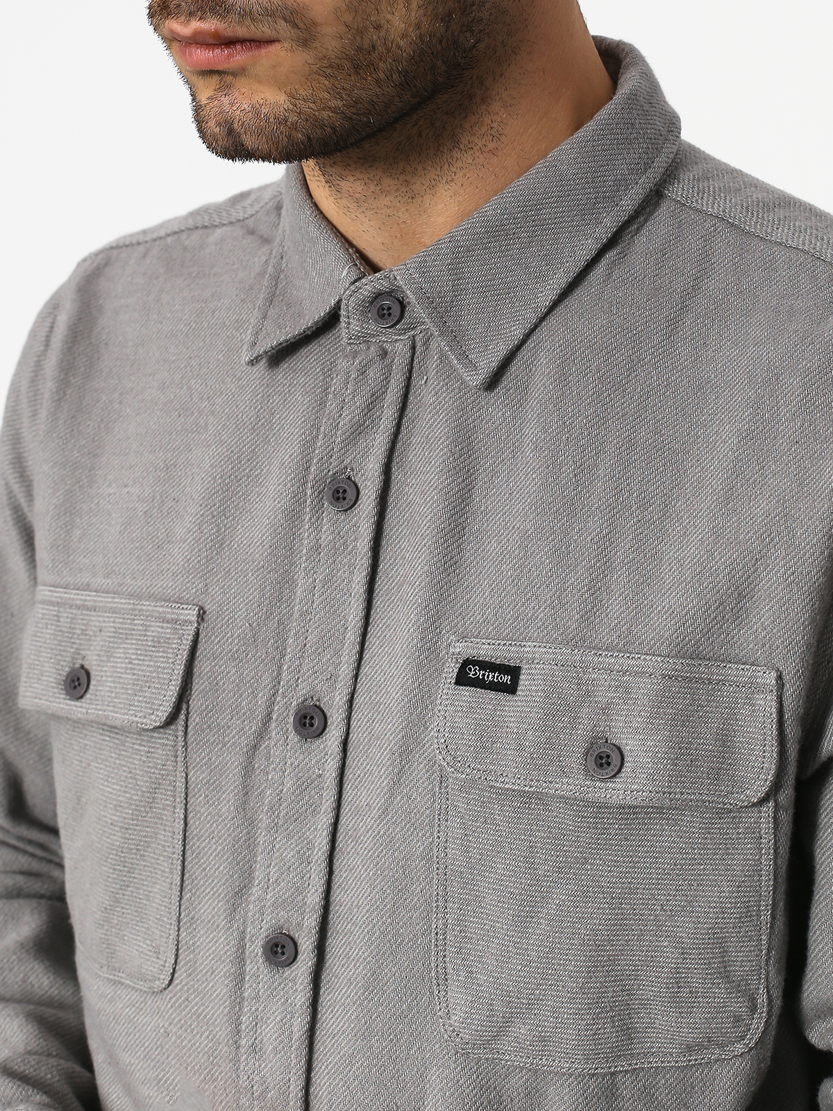 Koszula Brixton Bowery Solid Ls (grey)