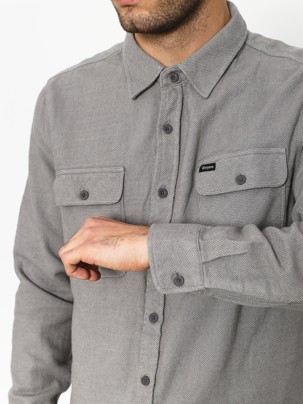 Koszula Brixton Bowery Solid Ls (grey)