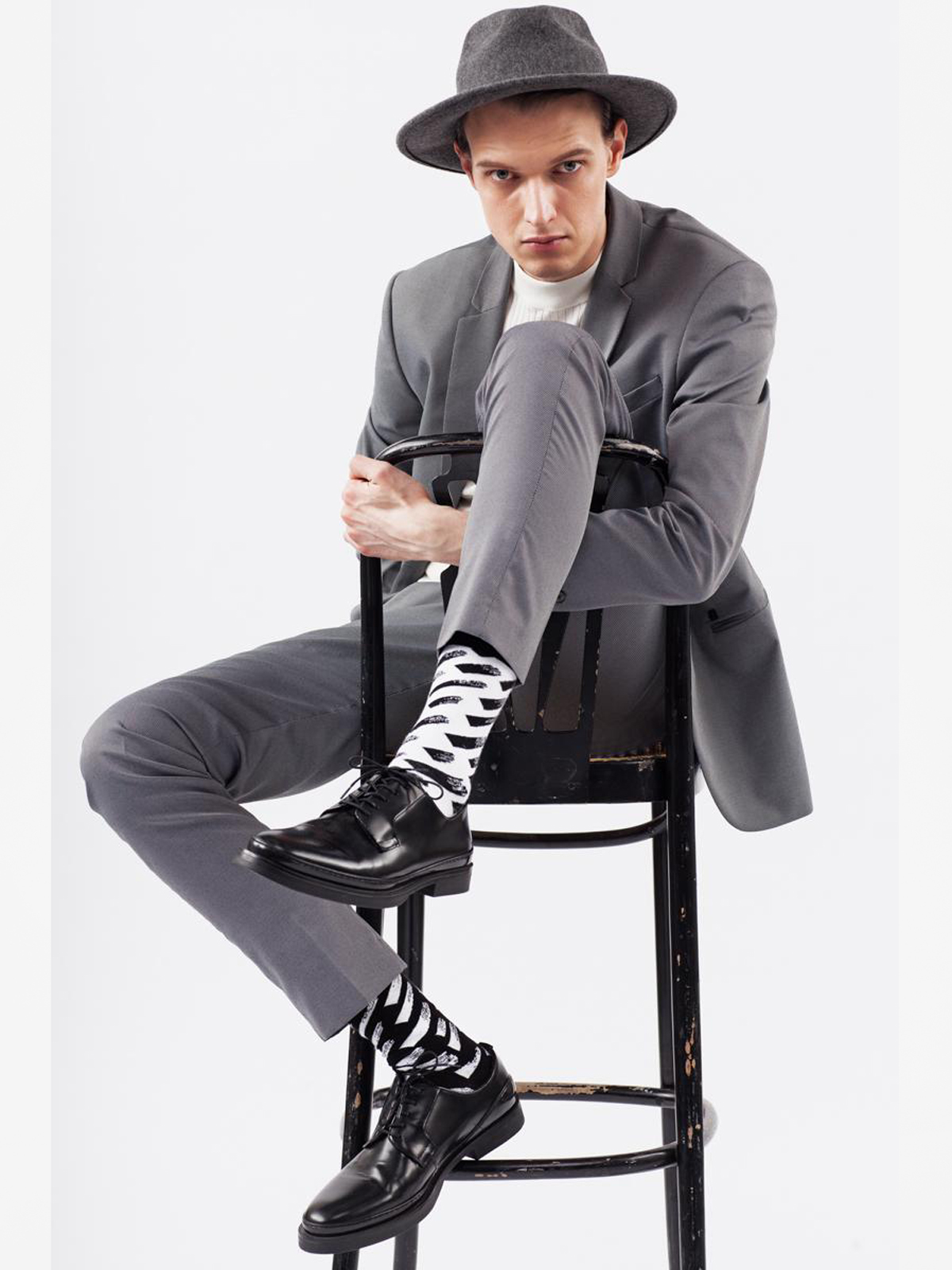 Skarpetki Many Mornings Brush Strokes (black/white)