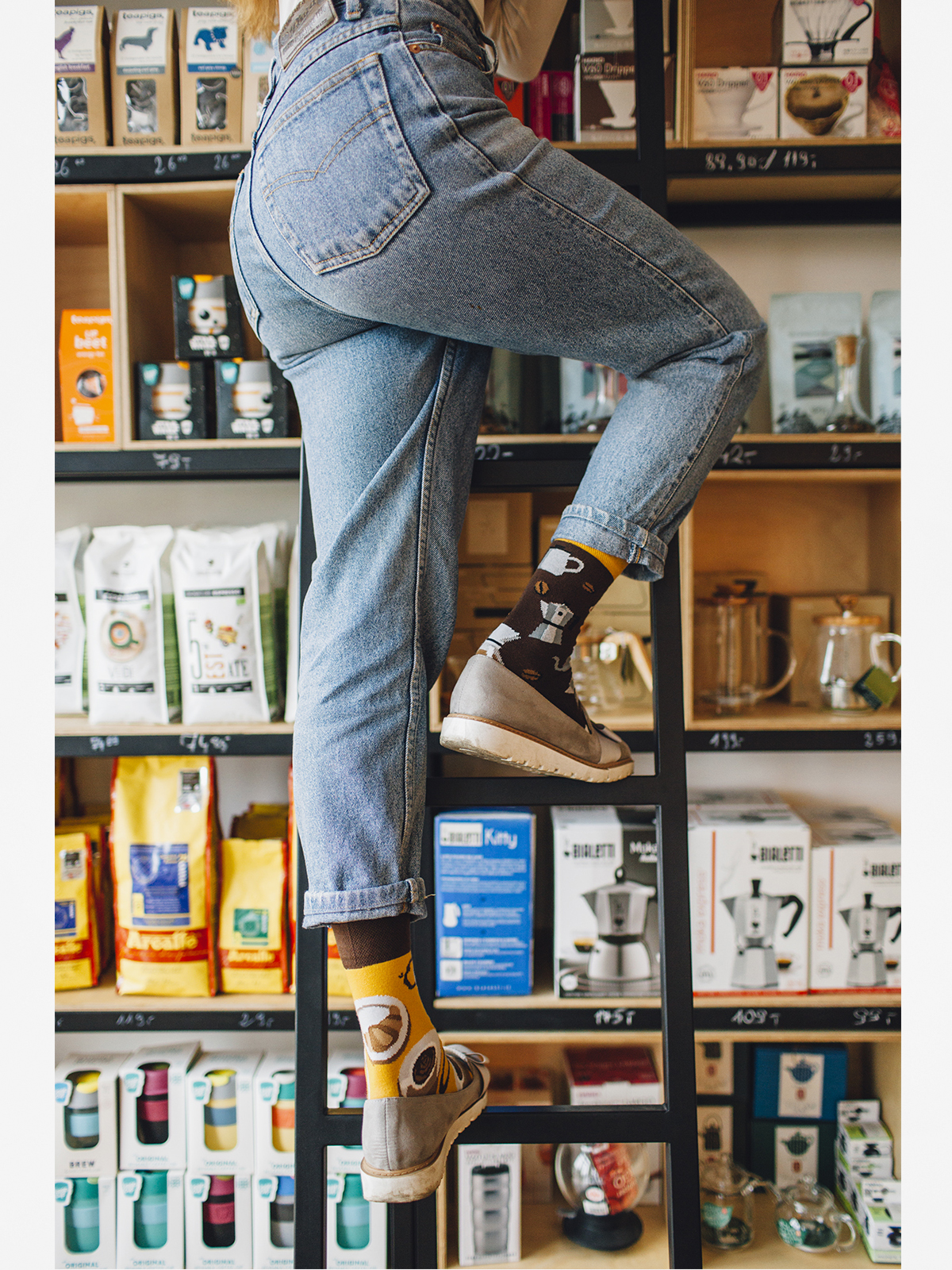 Skarpetki Many Mornings Coffee Lover (brown/mustard)