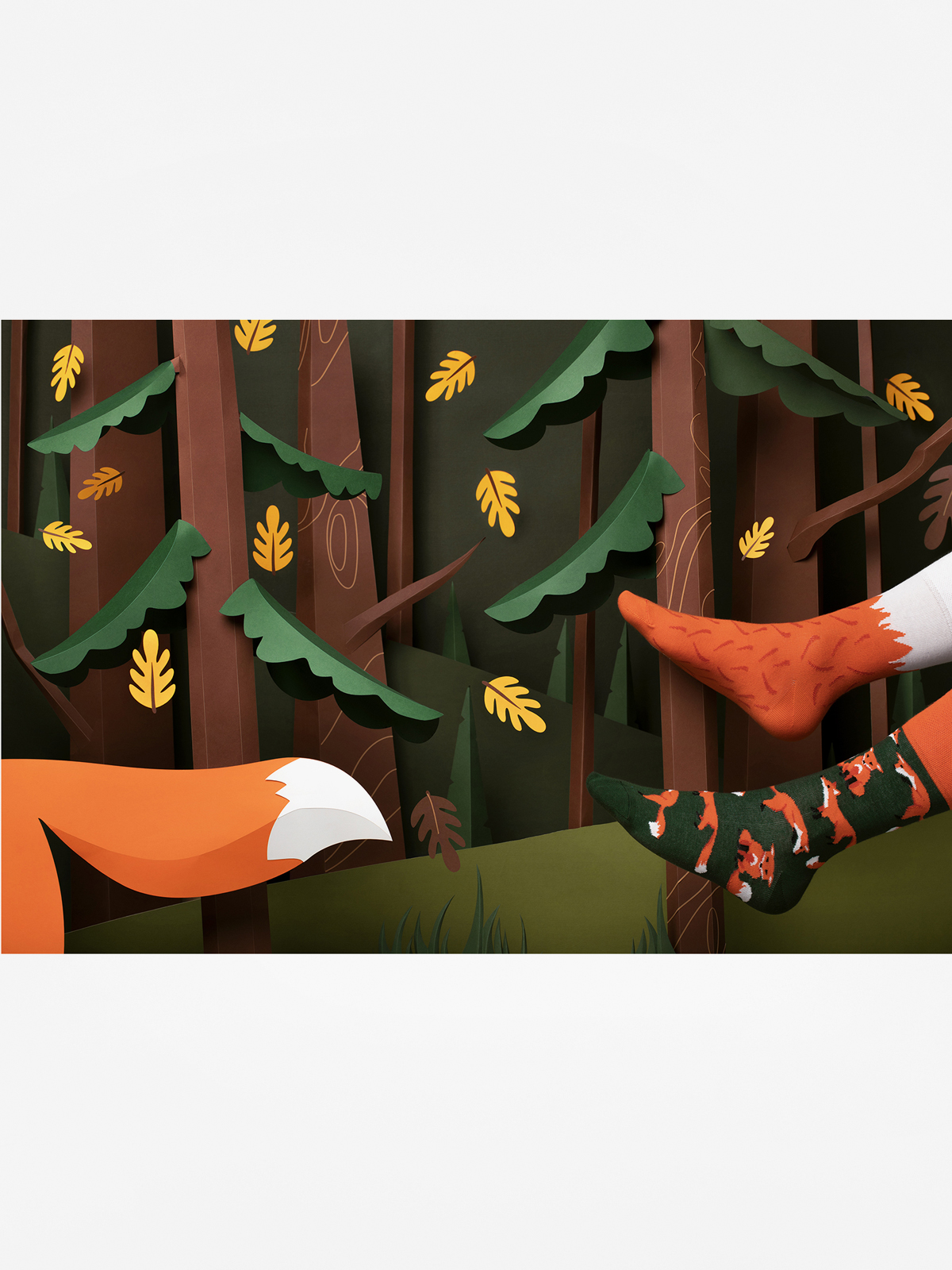 Skarpetki Many Mornings The Red Fox (green/orange)